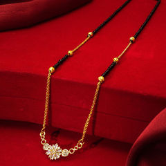 Gold Rodium Polish Gold color Mangalsutra in Metal Alloy studded with Austrian diamond