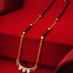 Gold Rodium Polish Gold color Mangalsutra in Metal Alloy studded with Austrian diamond