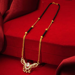 Gold color Mangalsutra in Metal Alloy studded with Austrian diamond & Gold Rodium Polish : 1700122