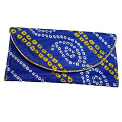 Blue color Clutches in Cotton fabric with Bandhej, Printed work