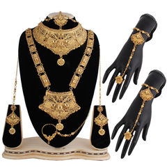 Gold Rodium Polish Beige and Brown color Necklace in Metal Alloy studded with Austrian diamond, Kundan