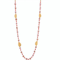 Handmade Gold color 3-in-1 Necklace in Brass studded with Beads, Glass