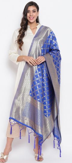 Blue color Dupatta in Banarasi Silk fabric with Weaving work