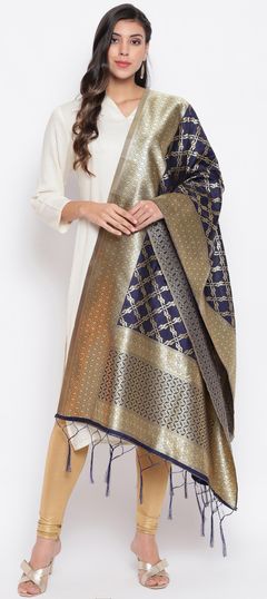 Blue color Dupatta in Banarasi Silk fabric with Weaving work