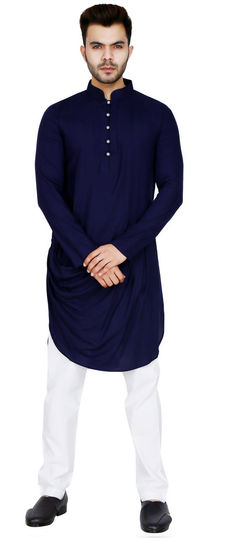 Blue color Kurta Pyjamas in Rayon fabric with Thread work