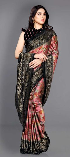 Casual Pink and Majenta color Saree in Chiffon fabric with Classic Floral, Printed work : 1709978