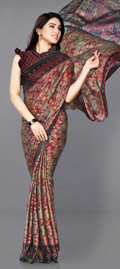 Casual Multicolor color Saree in Chiffon fabric with Classic Printed work : 1709980