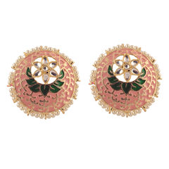 Gold Rodium Polish Multicolor color Earrings in Brass studded with Kundan