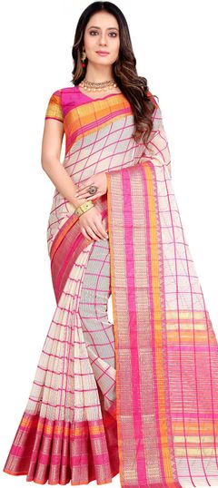 Casual, Traditional Beige and Brown color Saree in Art Silk, Silk fabric with South Weaving work : 1712876