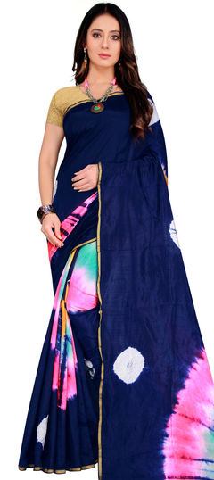 Blue color Saree in Art Silk, Silk fabric with Printed, Weaving work