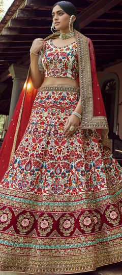 White and Off White color Lehenga in Art Silk fabric with Resham, Sequence, Thread, Zari work