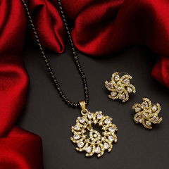 White and Off White color Mangalsutra in Metal Alloy studded with CZ Diamond & Gold Rodium Polish : 1715104