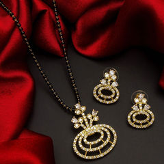 Gold Rodium Polish White and Off White color Mangalsutra in Metal Alloy studded with CZ Diamond