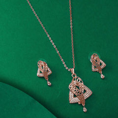 Gold Rodium Polish White and Off White color Pendant in Metal Alloy studded with CZ Diamond, Pearl