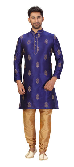 Blue color Kurta Pyjamas in Art Silk fabric with Printed work