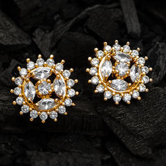 Gold Rodium Polish Silver color Earrings in Metal Alloy studded with CZ Diamond