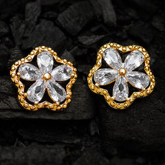 Gold Rodium Polish Silver color Earrings in Metal Alloy studded with CZ Diamond