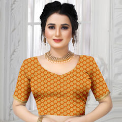 Orange color Blouse in Brocade fabric with Weaving work : 1721614