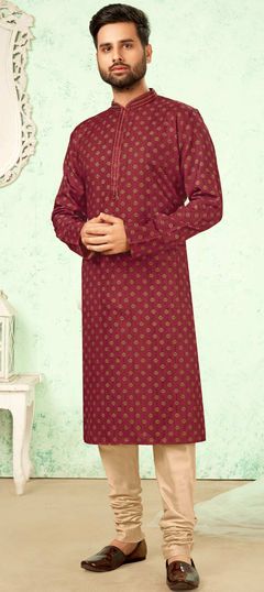 Pink and Majenta color Kurta Pyjamas in Poly Silk fabric with Digital Print work