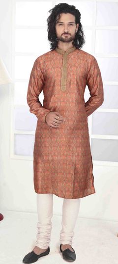 Multicolor color Kurta Pyjamas in Poly Silk fabric with Digital Print work