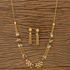 Gold Rodium Polish Multicolor color Necklace in Brass studded with CZ Diamond, Pearl