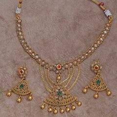 Multicolor color Necklace in Brass studded with Beads & Gold Rodium Polish : 1723962