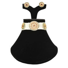 Multicolor color Necklace in Metal Alloy studded with Kundan, Pearl & Gold Rodium Polish : 1727093