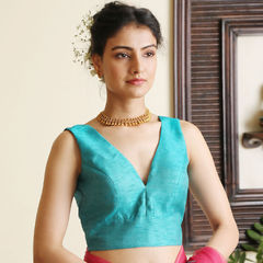 Blue color Blouse in Dupion Silk fabric with Thread work : 1727384