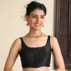 Black and Grey color Blouse in Dupion Silk fabric with Thread work