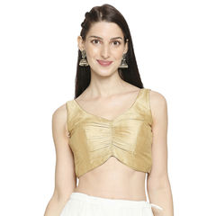 Gold color Blouse in Mulberry Silk fabric with Thread work