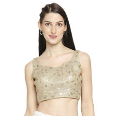 Gold color Blouse in Net fabric with Embroidered work