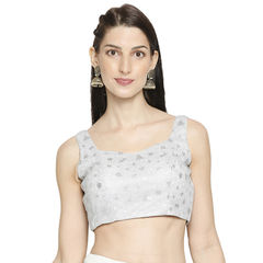Silver color Blouse in Net fabric with Embroidered work