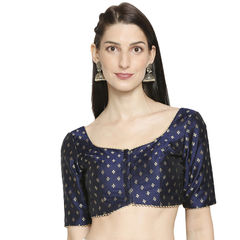 Blue color Blouse in Brocade fabric with Embroidered work