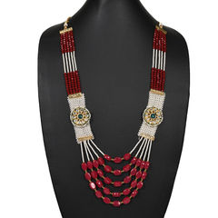 Multicolor color Necklace in Metal Alloy studded with Kundan, Pearl & Gold Rodium Polish : 1728083