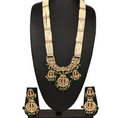 Gold Rodium Polish Multicolor color Necklace in Metal Alloy studded with Beads, Kundan