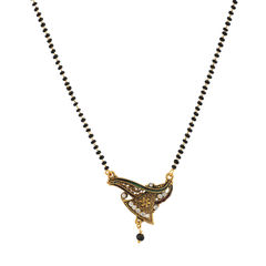 Gold Rodium Polish Black and Grey, White and Off White color Mangalsutra in Metal Alloy studded with Beads, CZ Diamond