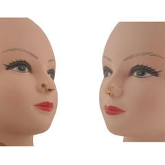 Gold Rodium Polish White and Off White color Nose Pin in Brass studded with CZ Diamond