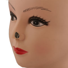 Gold Rodium Polish Black and Grey color Nose Pin in Metal Alloy studded with Artificial