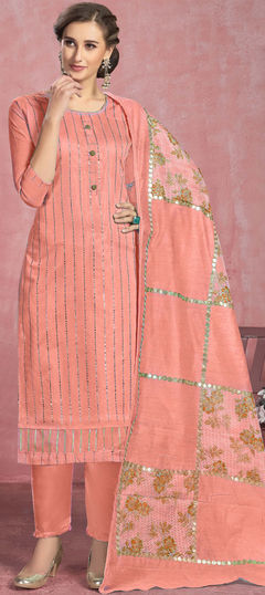 Pink and Majenta color Salwar Kameez in Cotton fabric with Printed work