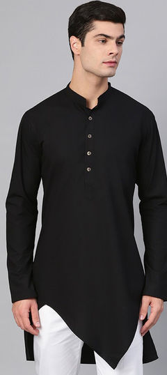 Black and Grey color Kurta in Cotton fabric with Thread work