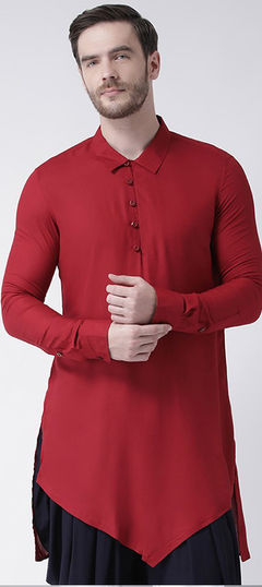 Red and Maroon color Kurta in Blended Cotton fabric with Thread work