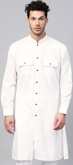 White and Off White color Kurta in Cotton fabric with Thread work