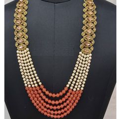 Multicolor color Groom Necklace in Metal Alloy studded with CZ Diamond, Pearl & Gold Rodium Polish : 1740855