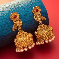 Gold Rodium Polish Multicolor color Earrings in Metal Alloy studded with Pearl