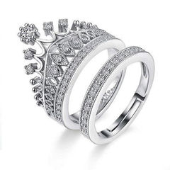 Silver Rodium Polish Silver color Ring in Metal Alloy studded with Cubic Zirconia