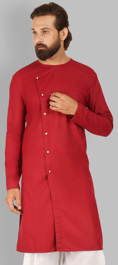 Red and Maroon color Kurta in Cotton fabric with Thread work