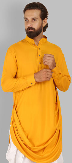 Yellow color Kurta in Rayon fabric with Thread work