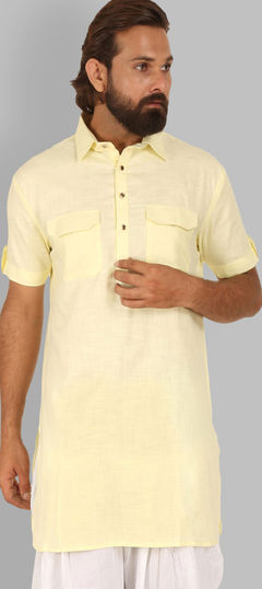 Yellow color Kurta in Cotton fabric with Thread work