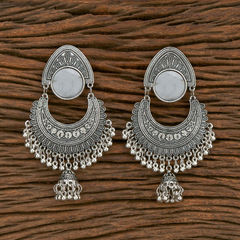 Silver Rodium Polish Silver color Earrings in Metal Alloy studded with Beads