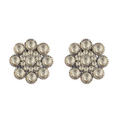 Gold Rodium Polish White and Off White color Earrings in Brass studded with CZ Diamond